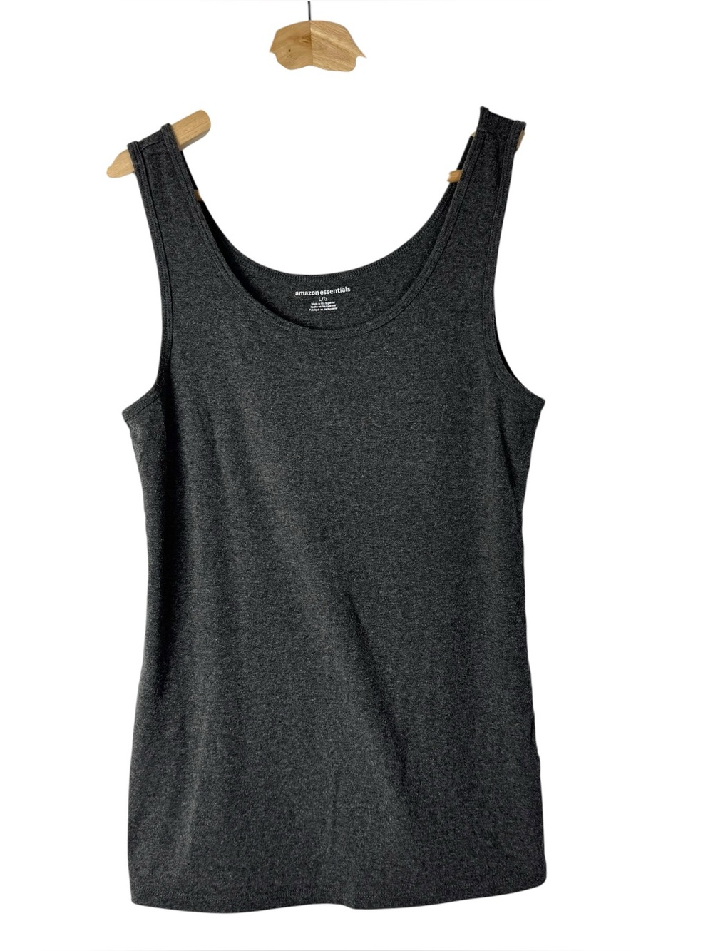 Amazon Essentials Charcoal Gray Scoop Neck Fitted Tank Top L